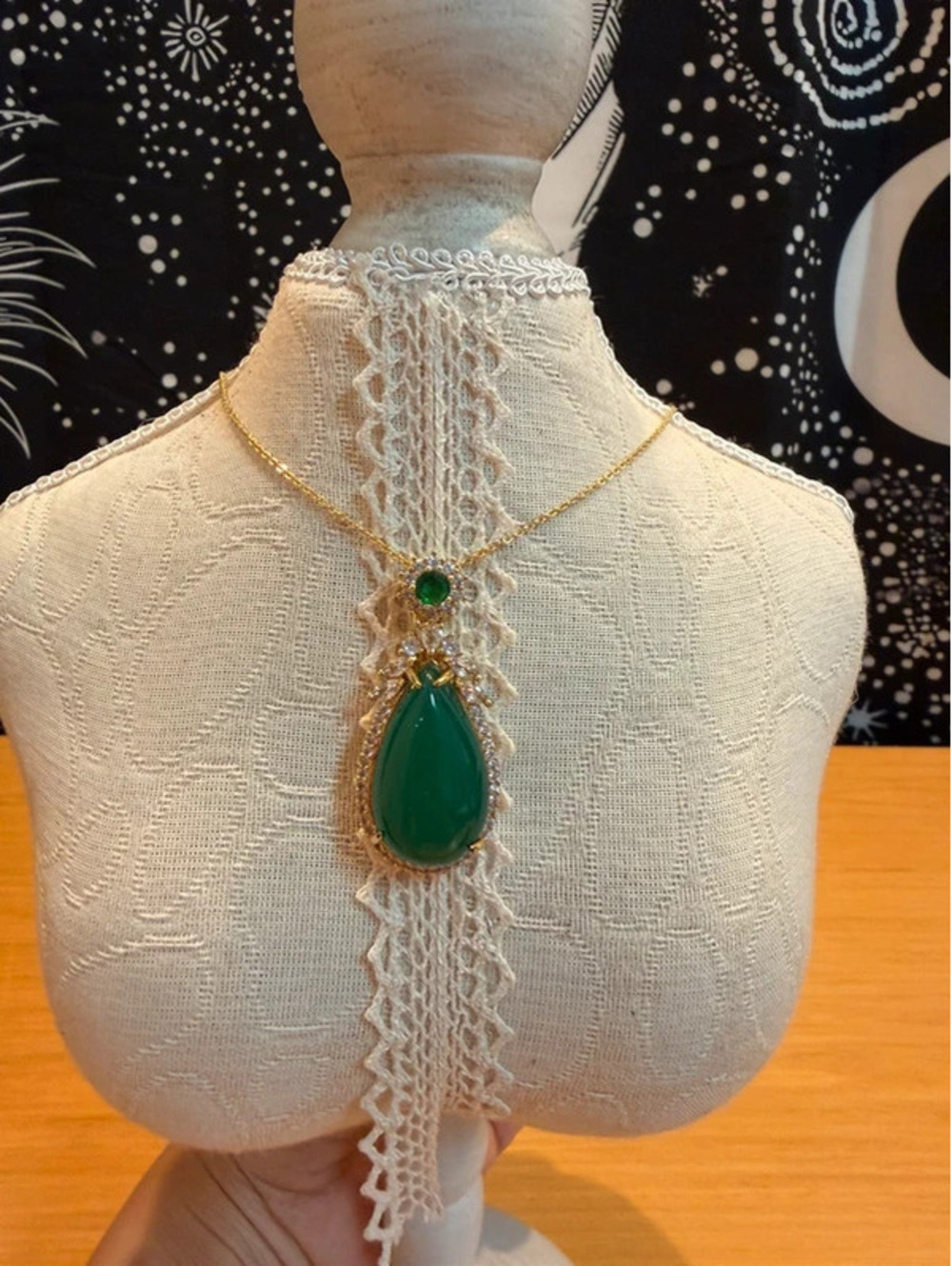 Emerald Teardrop Pendant Necklace